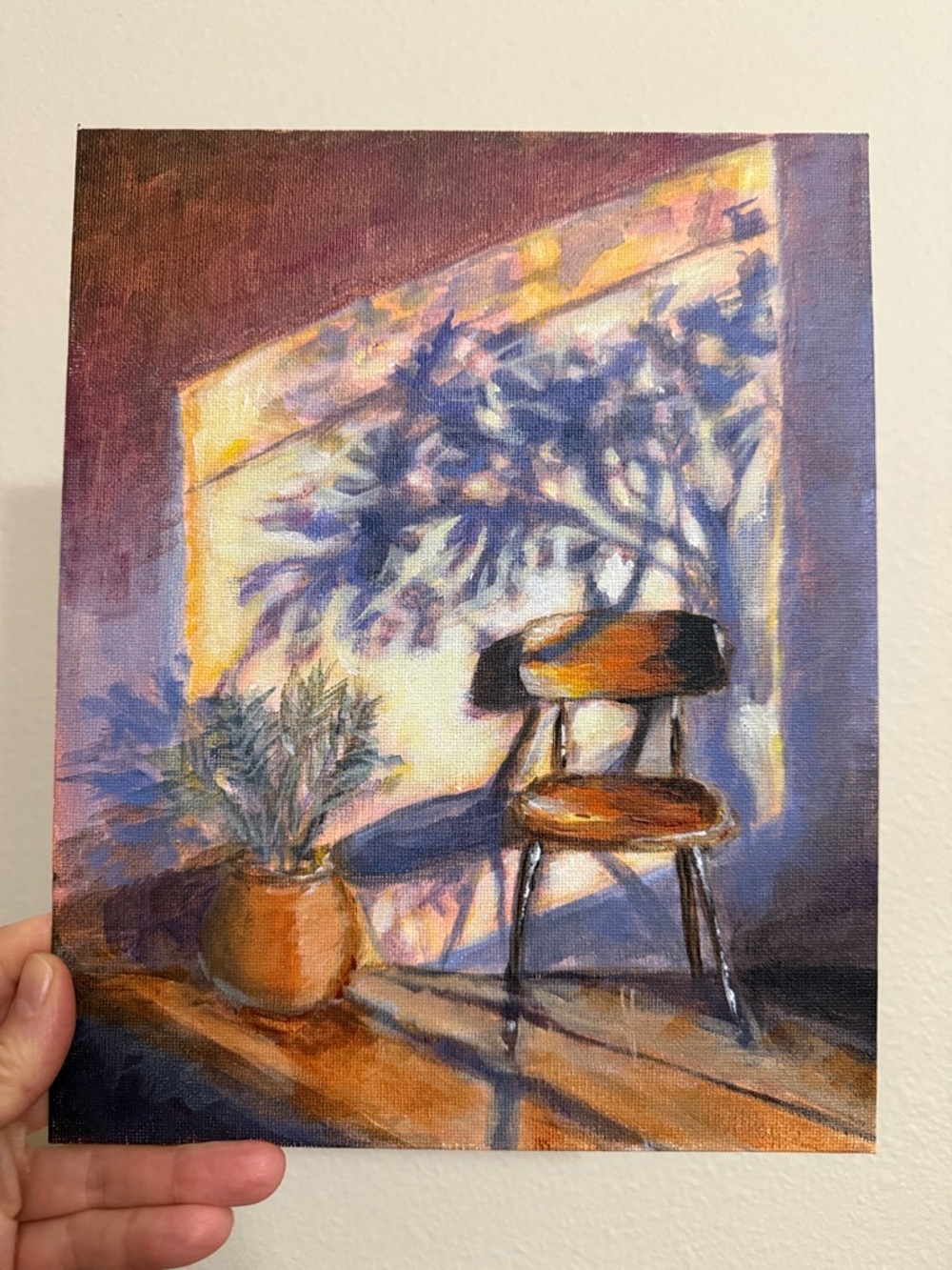 Sunlit Chair Wall Painting- mixed media on 10”x 8 “ canvas panel - Picture 4 of 5